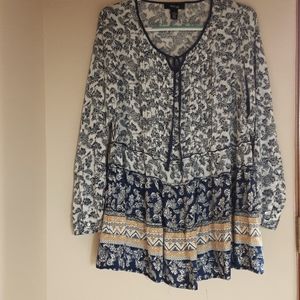 Style & Co. Multi-pattern Long Sleeve Boho Top